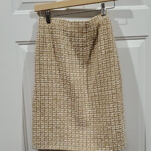 Escada Beige Tweed Pencil Skirt German Made Size 40 (US 8-10)